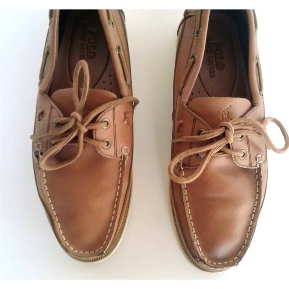 Polo Ralph Lauren Barx Tan Brown Leather Men\'s Boat Loafer Shoes 11D main image 6